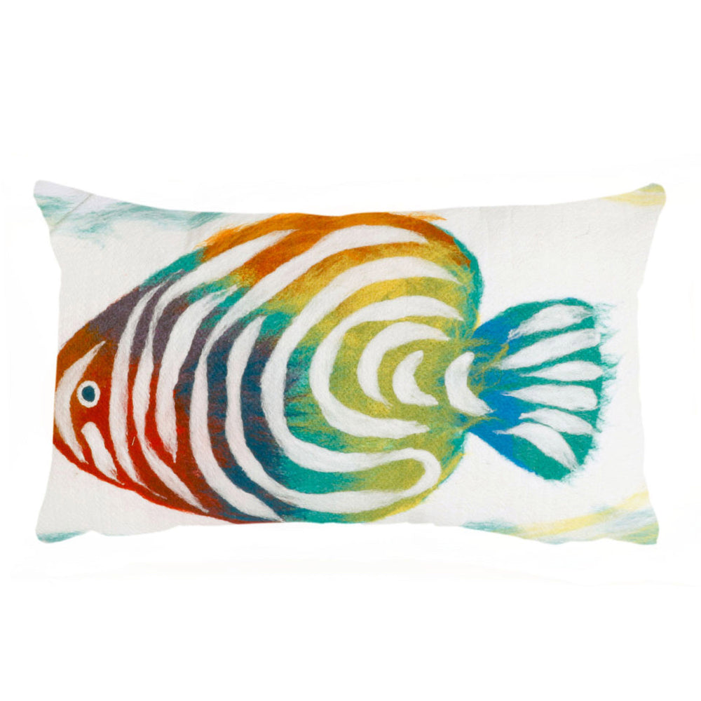 Trans Ocean Liora Manne Visions Iii Rainbow Fish Handmade Indoor/Outdoor Pillow - Coastal Artistry In Green Green Polyester 7sc1s415212