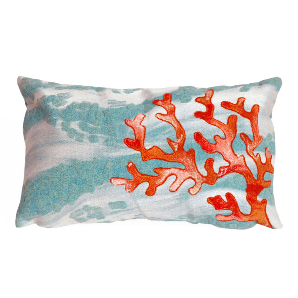 Trans Ocean Liora Visions Iii Coral Wave Handmade Accent Pillow - Vibrant Coastal Design For Indoor/Outdoor Use Blue Polyester 7sc1s415804