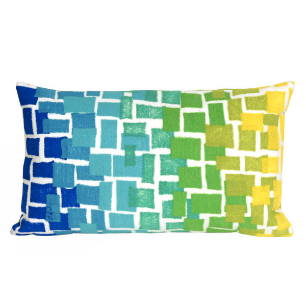 Trans Ocean Liora Manne Visions Iii Ombre Tile Handmade Indoor/Outdoor Pillow - Modern Geometric Accent Decor Blue Polyester 7sc1s415906