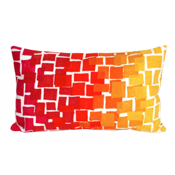 Trans Ocean Liora Manne Visions Iii Ombre Tile Handmade Indoor/Outdoor Pillow - Modern Geometric Accent Decor Red Polyester 7sc1s415924