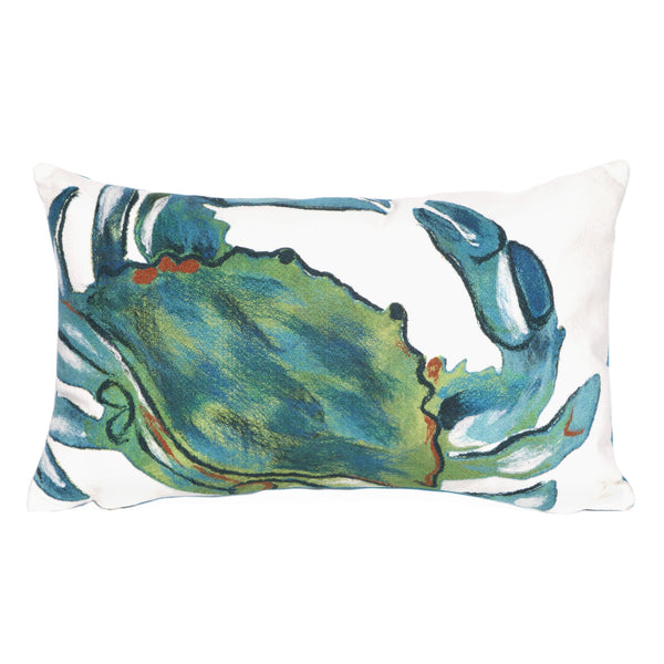 Trans Ocean Liora Manne Visions Iii Blue Crab Indoor/Outdoor Pillow – Stunning Coastal Graphic Ocean Accent Blue Polyester 7sc1s419103