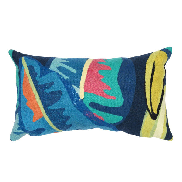 Trans Ocean Liora Manne Visions Iii Handmade Tropical Banana Plant Pillow - Bright, Contemporary Accent Decor Blue Polyester 7sc1s500504