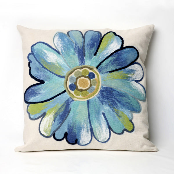 Trans Ocean Liora Manne Visions Iii Handmade Floral Pillow - Contemporary Botanical Design For Indoor/Outdoor Use Blue Polyester 7sc2s314904