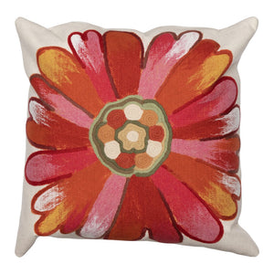 Trans Ocean Liora Manne Visions Iii Handmade Floral Pillow - Contemporary Botanical Design For Indoor/Outdoor Use Orange Polyester 7sc2s314917