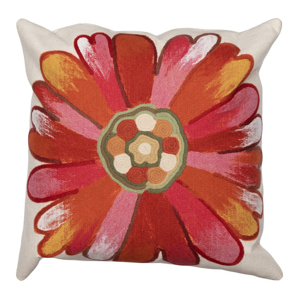 Trans Ocean Liora Manne Visions Iii Handmade Floral Pillow - Contemporary Botanical Design For Indoor/Outdoor Use Orange Polyester 7sc2s314917