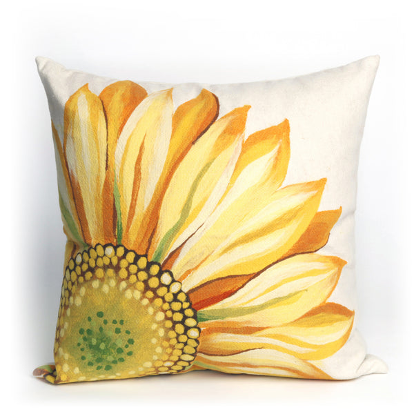 Trans Ocean Liora Manne Visions Iii Sunflower Indoor/Outdoor Handmade Pillow - Vibrant Botanical Accent Piece Yellow Polyester 7sc2s321609