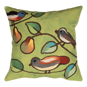 Trans Ocean Liora Manne Visions Iii Song Birds Handmade Indoor/Outdoor Pillow - Stunning Nature Garden Accent Green Polyester 7sc2s411906