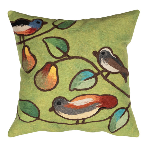 Trans Ocean Liora Manne Visions Iii Song Birds Handmade Indoor/Outdoor Pillow - Stunning Nature Garden Accent Green Polyester 7sc2s411906