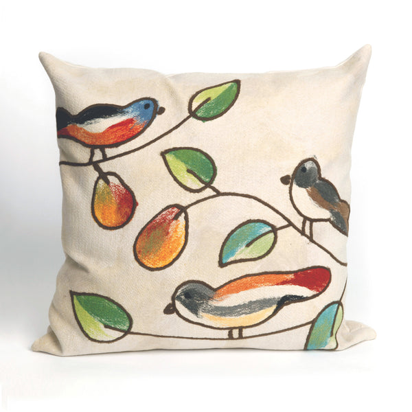 Trans Ocean Liora Manne Visions Iii Song Birds Handmade Indoor/Outdoor Pillow - Stunning Nature Garden Accent Ivory Polyester 7sc2s411912