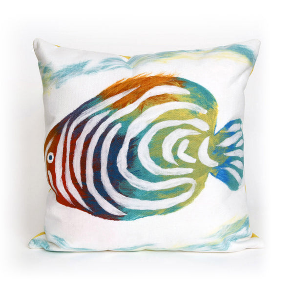 Trans Ocean Liora Manne Visions Iii Rainbow Fish Handmade Indoor/Outdoor Pillow - Coastal Artistry In Green Green Polyester 7sc2s415212