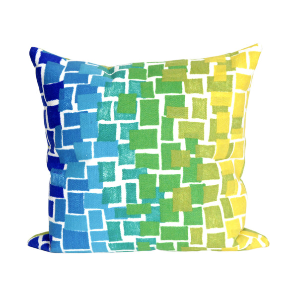 Trans Ocean Liora Manne Visions Iii Ombre Tile Handmade Indoor/Outdoor Pillow - Modern Geometric Accent Decor Blue Polyester 7sc2s415906