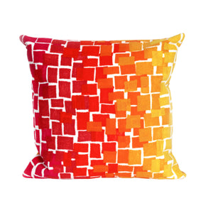 Trans Ocean Liora Manne Visions Iii Ombre Tile Handmade Indoor/Outdoor Pillow - Modern Geometric Accent Decor Red Polyester 7sc2s415924