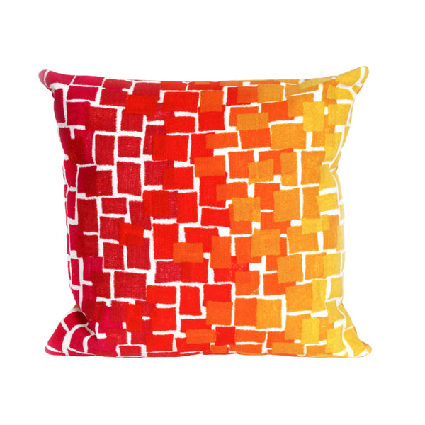 Trans Ocean Liora Manne Visions Iii Ombre Tile Handmade Indoor/Outdoor Pillow - Modern Geometric Accent Decor Red Polyester 7sc2s415924