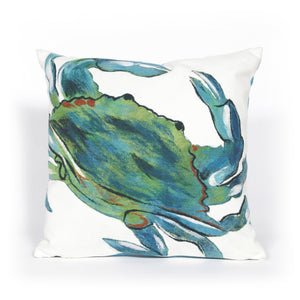 Trans Ocean Liora Manne Visions Iii Blue Crab Indoor/Outdoor Pillow – Stunning Coastal Graphic Ocean Accent Blue Polyester 7sc2s419103