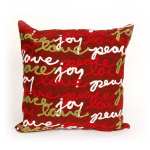 Trans Ocean Liora Manne Visions Iii Handmade Indoor/Outdoor Pillow - Peace Love Joy Red 20" X 20" Decor Red Polyester 7sc2s420024