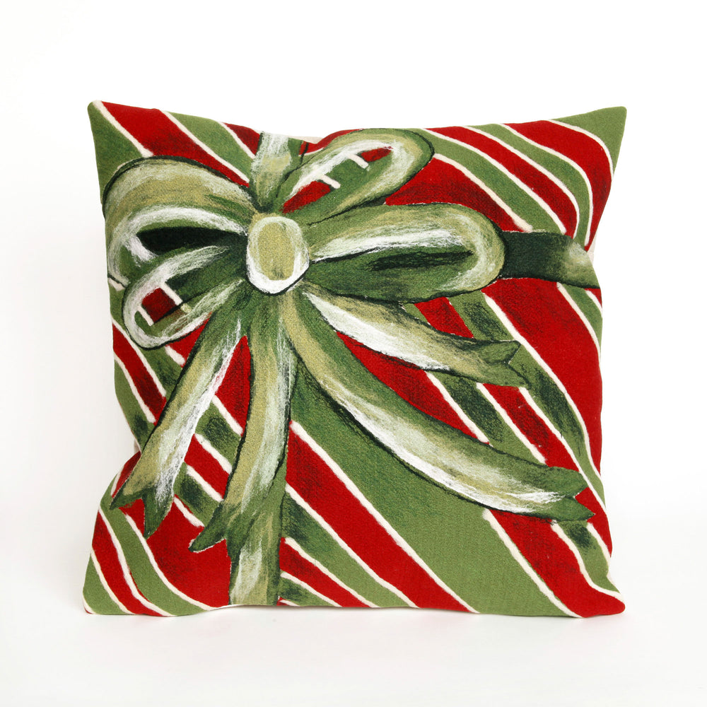 Trans Ocean Liora Manne Visions Iii Indoor/Outdoor Pillow - Holiday Gift Box Design, 20" X 20", Cheerful Green! Green Polyester 7sc2s420206