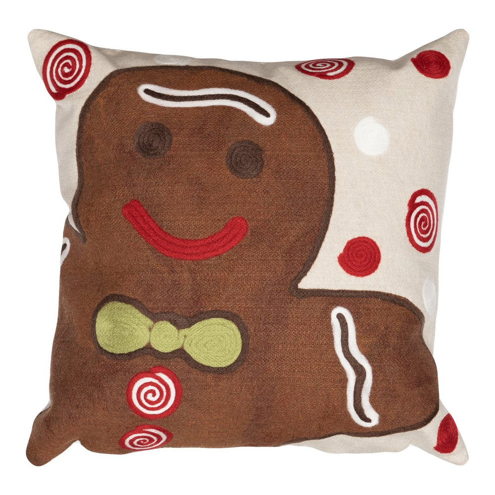 Trans Ocean Liora Visions Iii Ginger Boy Indoor/Outdoor Pillow - Festive Chocolate Decor For Home & Garden 20" Brown Polyester 7sc2s420419