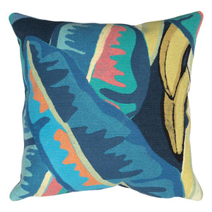 Trans Ocean Liora Manne Visions Iii Handmade Tropical Banana Plant Pillow - Bright, Contemporary Accent Decor Blue Polyester 7sc2s500504