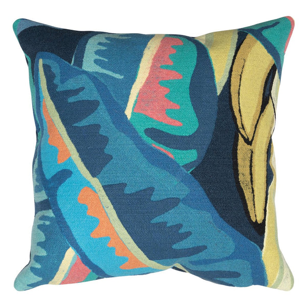 Trans Ocean Liora Manne Visions Iii Handmade Tropical Banana Plant Pillow - Bright, Contemporary Accent Decor Blue Polyester 7sc2s500504