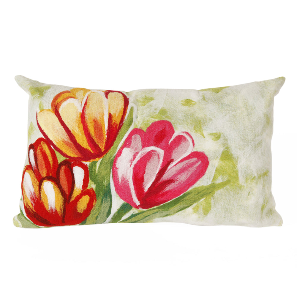 Trans Ocean Liora Manne Visions Iv Tulips Indoor/Outdoor Pillow - Stunning Botanical Art For Home Decor Red Polyester 7sd1s320824