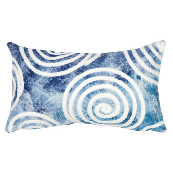 Trans Ocean Liora Manne Visions Iv Curl Indoor/Outdoor Handmade Pillow - Durable, Artistic Accent For Any Space Blue Polyester 7sd1s505503