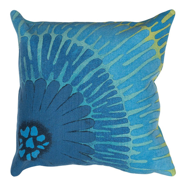 Trans Ocean Liora Manne Visions Iv Cirque Indoor/Outdoor Pillow - Vibrant Botanical Art For Stylish Spaces Blue Polyester 7sd2s430204