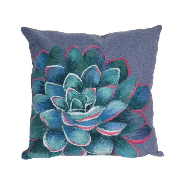 Trans Ocean Liora Manne Visions Iv Indoor/Outdoor Handmade Pillow - Stunning Botanicals For Modern Spaces Blue Polyester 7sd2s431603