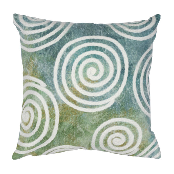 Trans Ocean Liora Manne Visions Iv Curl Indoor/Outdoor Handmade Pillow - Durable, Artistic Accent For Any Space Blue Polyester 7sd2s505504