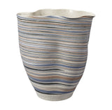 Undulation Handmade Porcelain Decorative Vase – Elegant Textured Design in Cloud White and Sky Blue