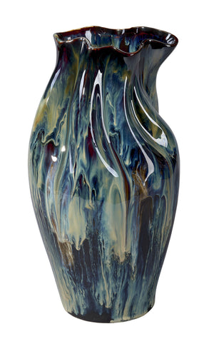 Jamie Young Co. Whirl Ceramic Decorative Vase, Large Blue Ceramic 7whir-lgbl