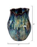 Jamie Young Co. Whirl Ceramic Decorative Vase, Small Blue Ceramic 7whir-smbl