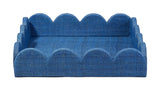 Jamie Young Co. Wonderland Scalloped Small Decorative Raffia Tray, Indigo Indigo Raffia 7wond-smin