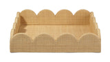 Wonderland Handcrafted Scalloped Raffia Tray – Elegant Multi-Functional Accent for Home Décor