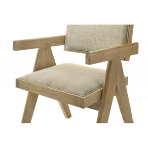 English Elm Light Oak Farmhouse Dining Arm Chairs Upholstered Set of Two for Kitchen Table B011P423324