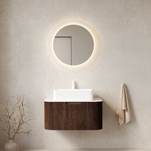English Elm Muri Floating Bathroom Vanity Plywood Cabinet Sintered Stone Top Oak Drawer Carrara White,Dark Walnut,White W2615S00188