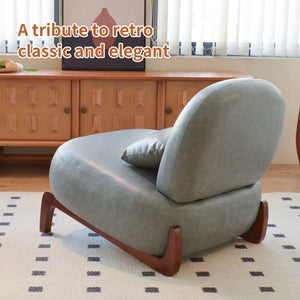 English Elm Cute Faux Leather Armless Accent Chair Solid Wood Legs Cushioned Seat Modern Blue W2105P440973