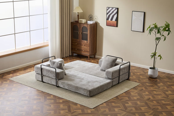 English Elm Floor Couch - Convertible Chenille Sofa Bed With Pillow Support For Ultimate Comfort In Any Space W3723P344872
