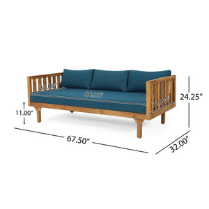 English Elm Christopher Knight Home® - Patio Claremont 3-Seater Daybed Set With Acacia Wood Table - Stylish Outdoor Comfort & Durability N770P234486T_66327.00DT