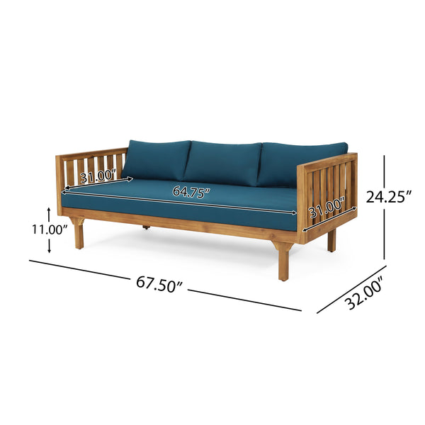 English Elm Christopher Knight Home® - Patio Claremont 3-Seater Daybed Set With Acacia Wood Table - Stylish Outdoor Comfort & Durability N770P234486T_66327.00DT
