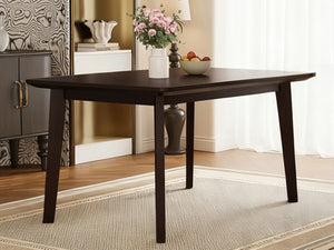English Elm Rustic Minimalist Rubberwood Dining Table with Tapered Legs for Small Apartment Spaces Espresso N752P368503P