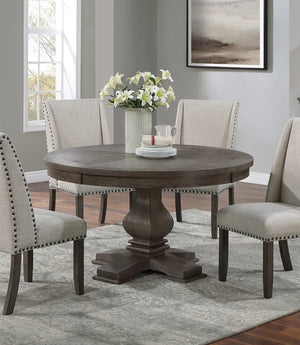 English Elm Traditional Round Pedestal Dining Table Seats Six Oak Finish Rubberwood Carved Base B011S01035
