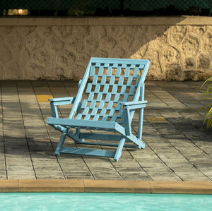 English Elm Pinecrest Outdoor Folding Lounge Chair Recycled Hdpe Reclining Patio Seat with Cushion Teal B2745P409693