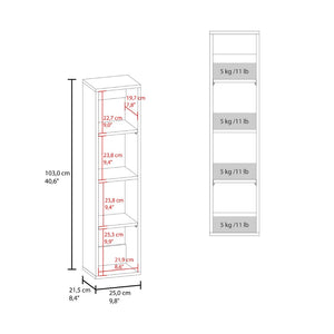 English Elm Cale Open Four Shelf Wall Cabinet Slim White Melamine Bathroom Storage Unit B097P474255