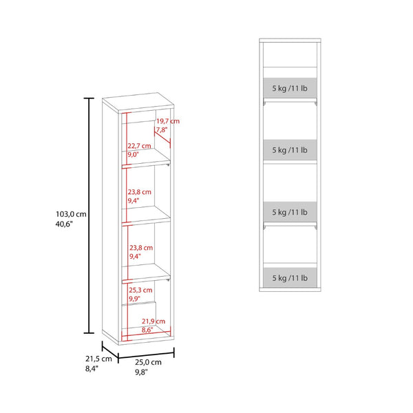 English Elm Cale Open Four Shelf Wall Cabinet Slim White Melamine Bathroom Storage Unit B097P474255