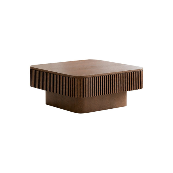 English Elm 31.5'' Square Wood Veneer Flip Top Storage Coffee Table with Slat Detail for Living Rooms Walnut W1435P375246