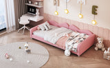 English Elm Twin Size Upholstered Daybed, Sherpa Fabric Sofabed With Cloud-Shaped Backrest, No Box-Spring Needed, Pink