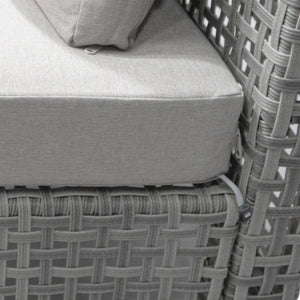 English Elm K&K 8-Piece Patio Conversation Set with 43" 60,000 BTU Propane Fire Pit, UV Wicker & Thick Cushions Grey N707S000012G