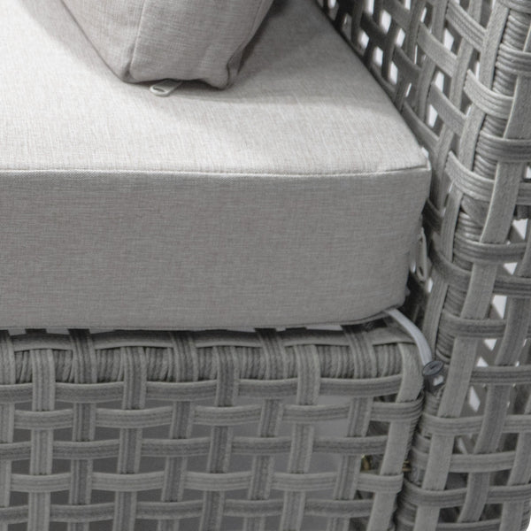 English Elm K&K 8-Piece Patio Conversation Set with 43" 60,000 BTU Propane Fire Pit, UV Wicker & Thick Cushions Grey N707S000012G