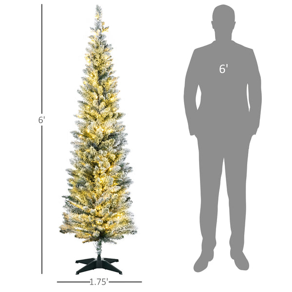 English Elm Homcom 6' Slim Pre-Lit Noble Fir Christmas Tree With 170 Warm White Leds - Perfect For Small Spaces! W2225P249654