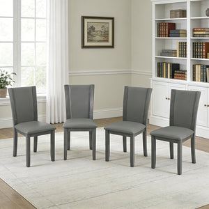 English Elm Dining Chairs Set of 4 Rubberwood Frame with Padded Faux Leather Ergonomic Seats Gray W1998P248088